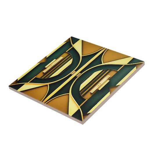 Art Deco Deep Emerald und Gold Tile Fliese (Seite)