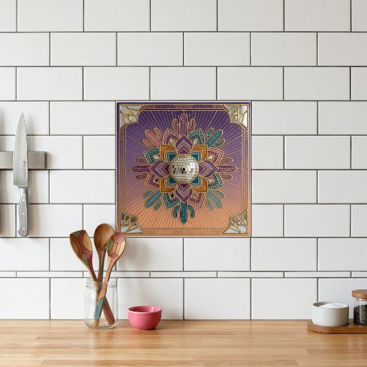 Art Deco Desert Disco Mandala Ceramic Tile Fliese
