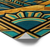 Art Deco Desert Sunset Poster - Geometric Saguaro  (Ecke)