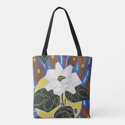 Art Deco Design #10 White Rose Tasche (Rückseite)