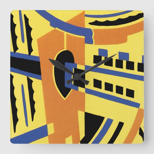 Art Deco Design #5 at Emporio Moffa Quadratische Wanduhr (Vorderseite)