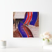 Art Deco Design #6 in Emporio Moffa Quadratische Wanduhr (Zuhause)