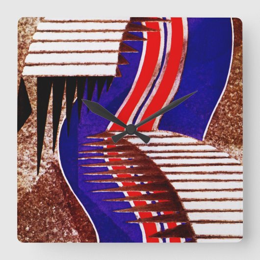 Art Deco Design #6 in Emporio Moffa Quadratische Wanduhr (Vorderseite)