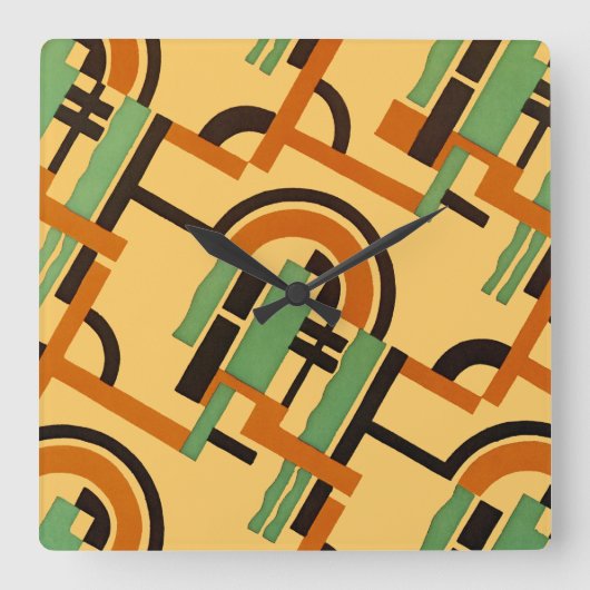 Art Deco Design #7 in Emporio Moffa Quadratische Wanduhr (Vorderseite)