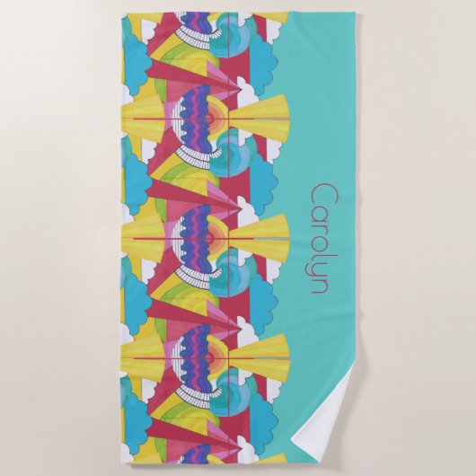 Art Deco Design, abstrakt, Ihr Name Strandtuch (Vorderseite)