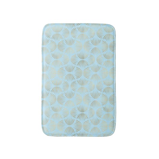 Art-Deco-Design, Aquamarin-Gold-Muster Badematte (Vorderseite Vertikal)
