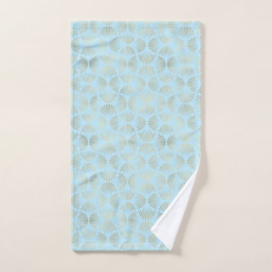 Art-Deco-Design, Aquamarin-Gold-Muster Badhandtuch Set (Handtuch)