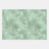Art-Deco-Design, Aquamarin-Gold-Muster Geschenkpapier Set (Vorderseite 2)