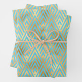 Art-Deco-Design, Aquamarin-Gold-Muster Geschenkpapier Set (Beispiel)