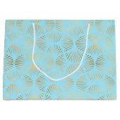 Art-Deco-Design, Aquamarin-Gold-Muster Große Geschenktüte (Vorderseite)