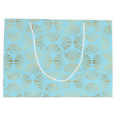 Art-Deco-Design, Aquamarin-Gold-Muster Große Geschenktüte (Rückseite)