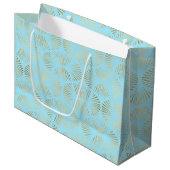 Art-Deco-Design, Aquamarin-Gold-Muster Große Geschenktüte (Vorderseite Schrägansicht)