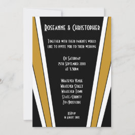 Art Deco Design Black and Gold Wedding Einladung
