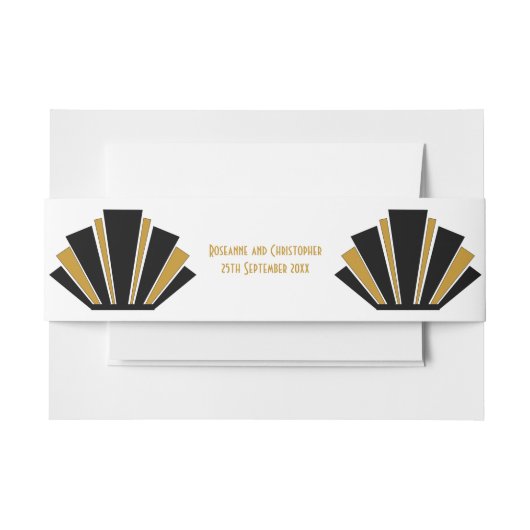 Art Deco Design Black and Gold Wedding Einladungsbanderole (Vorderseite Beispiel)