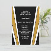 Art Deco Design Black and Gold Wedding Menükarte (Stehend Vorderseite)