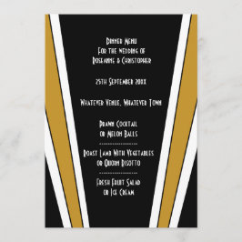 Art Deco Design Black and Gold Wedding Menükarte