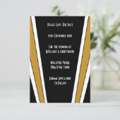 Art Deco Design Black and Gold Wedding Save The Date (Stehend Vorderseite)