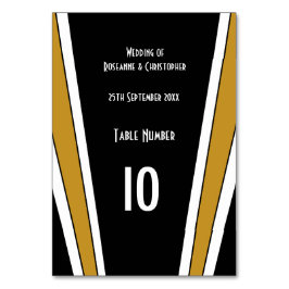 Art Deco Design Black and Gold Wedding Tischnummer
