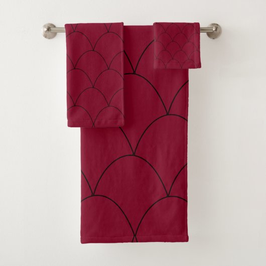 Art Deco Design Bordeaux Badhandtuch Set (Insitu)