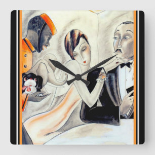 Art Deco Design Clock by Dodo Quadratische Wanduhr