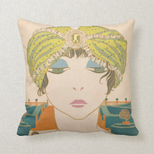 Art Deco Design Cotton Throw Kissen Flapper