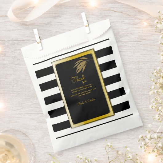 Art Deco Design Gold Rose Blätter Schwarze Streife Geschenktütchen (Ausgeschnitten)