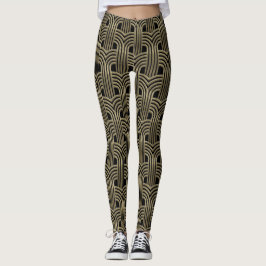 Art Deco Design Gold und Schwarz Leggings