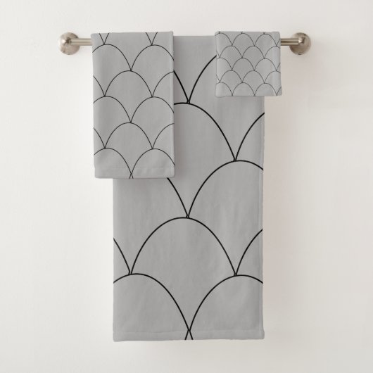 Art Deco Design Grey Badhandtuch Set (Insitu)