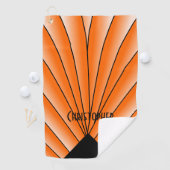 Art Deco Design in Orange, personalisiert Golfhandtuch (Insitu)