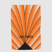Art Deco Design in Orange, personalisiert Golfhandtuch (Vorderseite)