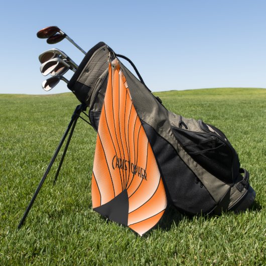 Art Deco Design in Orange, personalisiert Golfhandtuch (Gras)