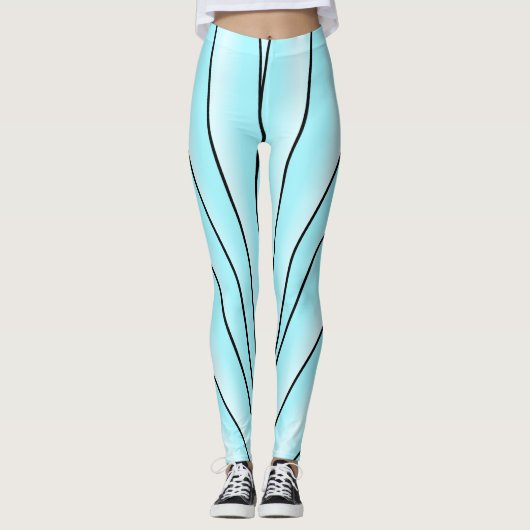 Art Deco Design Light Blue Leggings (Vorderseite)