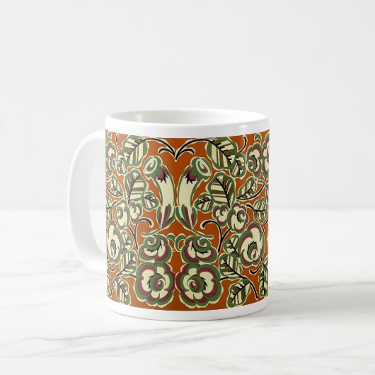 Art Deco Design Nr. 5 Blumenmuster Kaffeetasse (Vorderseite Links)