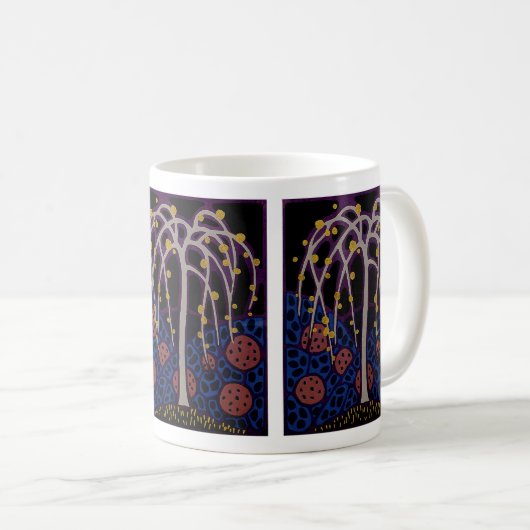 Art Deco Design Nr. 6 Exotic Tree Kaffeetasse (VorderseiteRechts)