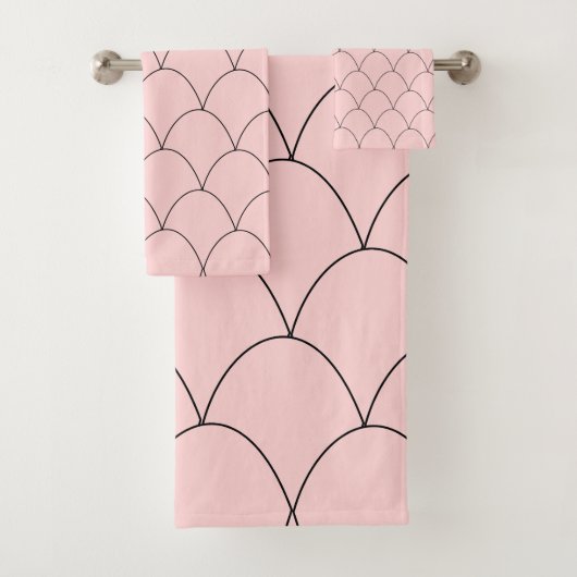 Art Deco Design Pink Badhandtuch Set (Insitu)