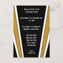 Art Deco Design Schwarz-Gold Hochzeitsempfang Begleitkarte
