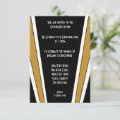 Art Deco Design Schwarz-Gold Hochzeitsempfang Begleitkarte (Stehend Vorderseite)