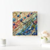 Art Deco Design Wall Clock Quadratische Wanduhr (Zuhause)