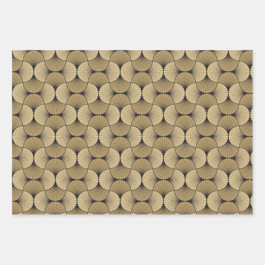 Art-Deco-Designs auf 3 Blättern 3 Geschenkartikel Geschenkpapier Set (Vorderseite 2)