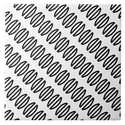 Art Deco Diagonal Muster in Schwarz/Weiß Fliese (Vorderseite)
