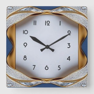 Art Deco Diamant Quadratische Wanduhr