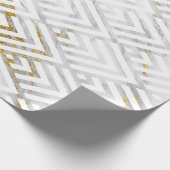 Art Deco Diamond Dreiecke Gray Gold Weißer Marmor Geschenkpapier (Ecke)
