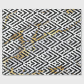 Art Deco Diamond Dreiecke Schwarz-weißer Marmor Geschenkpapier (Flach)