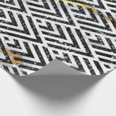 Art Deco Diamond Dreiecke Schwarz-weißer Marmor Geschenkpapier (Ecke)