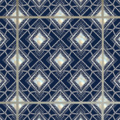 Art Deco Diamond Geometric Silver Navy Inlay Fliese