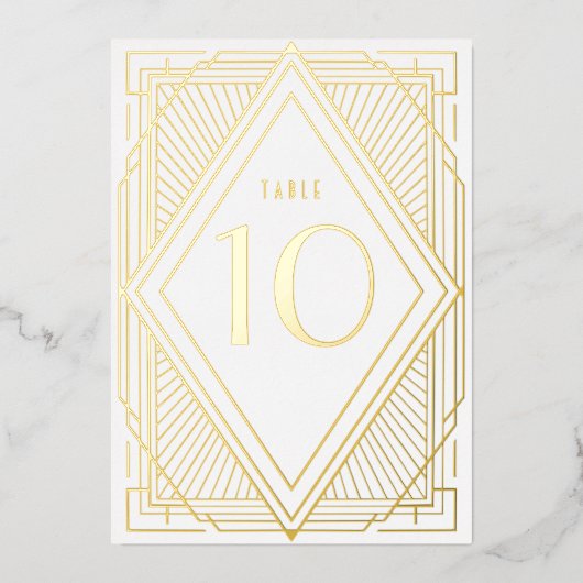 Art Deco Diamond Gold Wedding Tischnummer (Vorderseite)