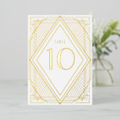 Art Deco Diamond Gold Wedding Tischnummer (Stehend vorne)