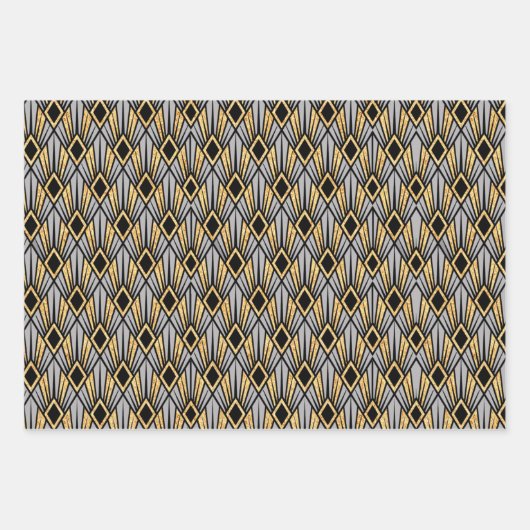 Art Deco Diamond Mustervordruckpapier Geschenkpapier Set (Vorderseite 3)