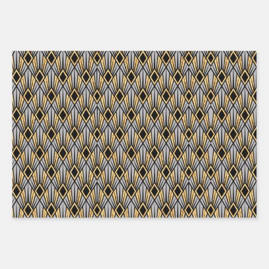 Art Deco Diamond Mustervordruckpapier Geschenkpapier Set (Vorderseite 2)