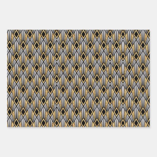 Art Deco Diamond Mustervordruckpapier Geschenkpapier Set (Vorderseite)